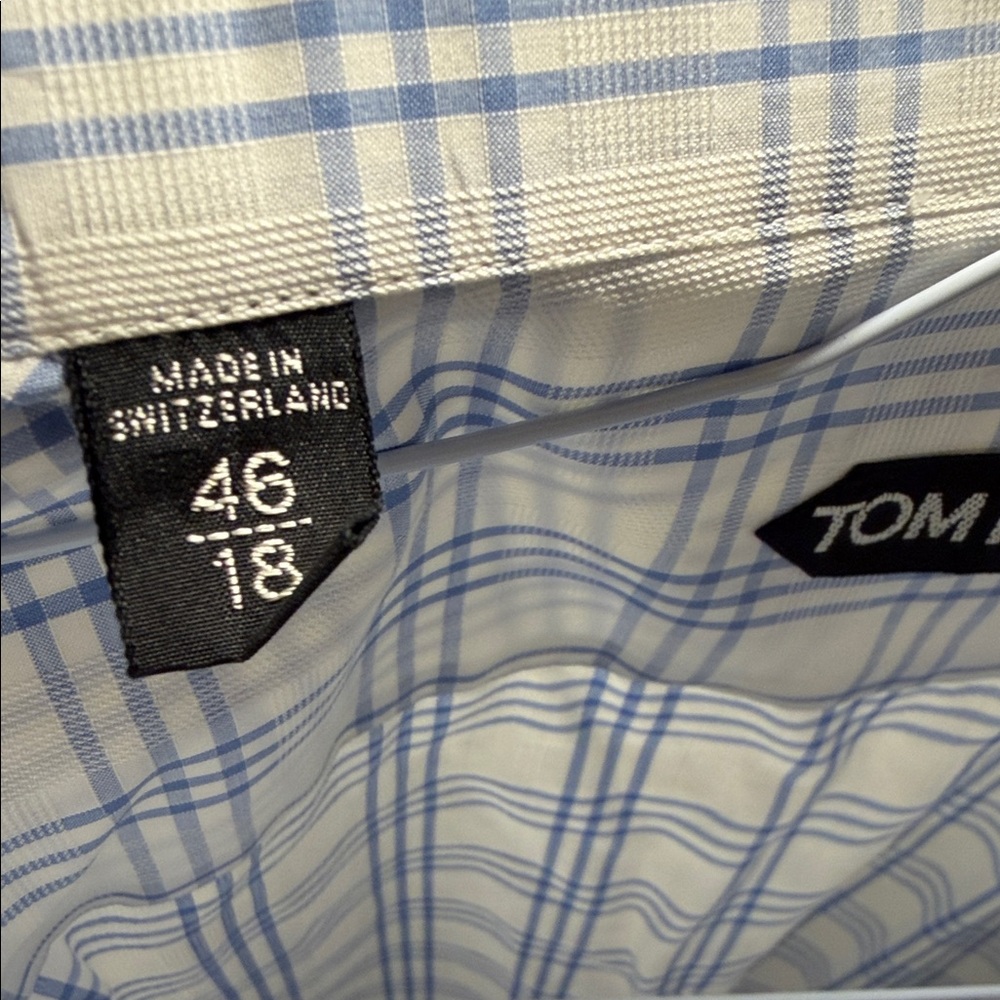 Tom Ford White and Blue Plaid Dress Shirt - Picture 5 of 6